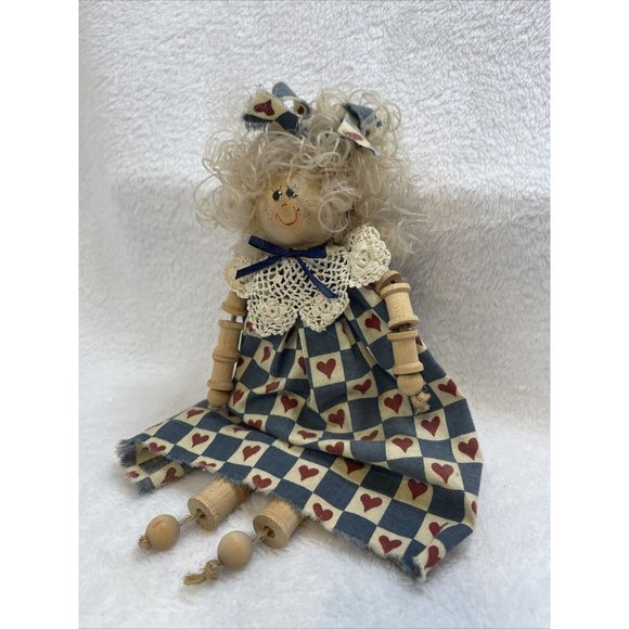 Vintage Hand Crafted Thread Wooden Spool Doll - Picture 3 of 9